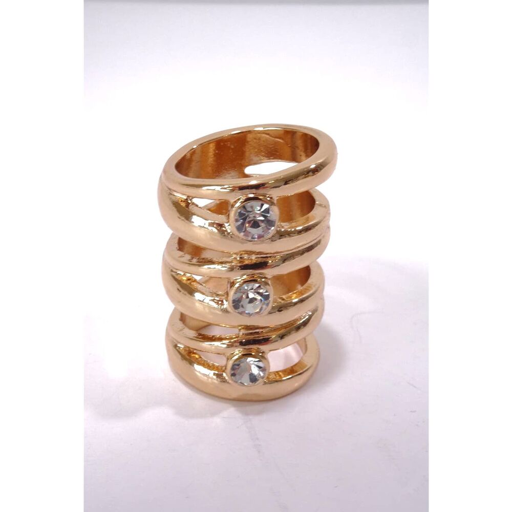 Designer Women's Gold Knuckle Infinity Crystal Ring NWOT 130 Sz 6